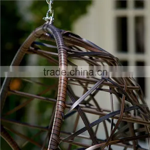 Curved Design Single Cane Patio Outdoor Balcony Wicker Bedroom Rattan Hanging Adult Egg Swing Chair thumbnail-3