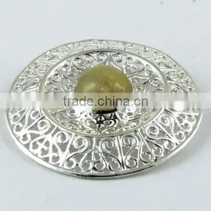 Beautiful Golden Rutile Pendant, Indian Jewelry Manufacturer, Silver Jewelry Exporter thumbnail-2