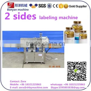 PLC Controlled Automatic Adhesive Sticker Flat Bottle Labeling Machine With CE thumbnail-1