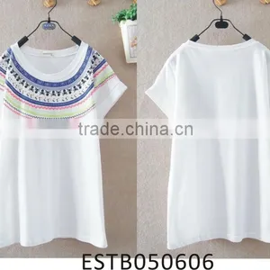 2014 Cotton Ladies Printed Batwing Sleeve T-shirt thumbnail-1