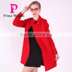 Spring Fashion Lapel Women Medium Length Slim Fit Wool Coat thumbnail-3