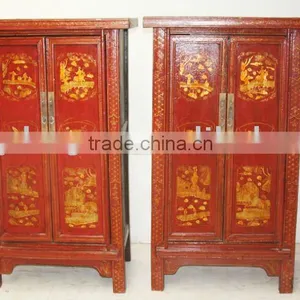 Chiese Antique Golden Painting Two Door Cabinet thumbnail-1