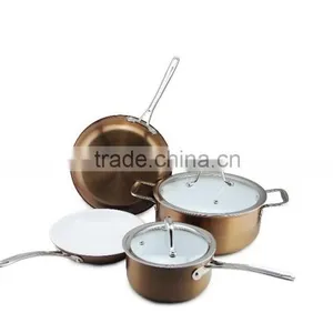 New Arrival Triply Aluminum Non-stick Pressed Cookware Set Fry Pan Saucepan Milk Stock Cooking Pasta Noodle Pot Set thumbnail-3