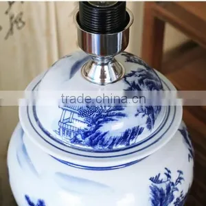 Chinese Ceramic Ginger Jar Table Lamp With Base Switch thumbnail-4