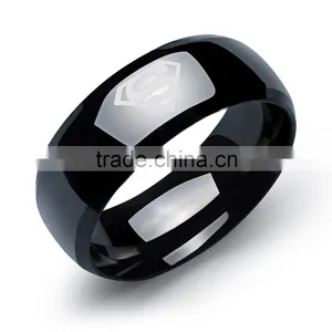 OEM Service Wholesale 316L Stainless Steel 18K Gold Plated Superman Wedding Rings thumbnail-2