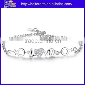 New 925 Sterling Silver White Diamond Tennis Heart Bracelet Cubic Zirconia Tennis Bracelet thumbnail-4