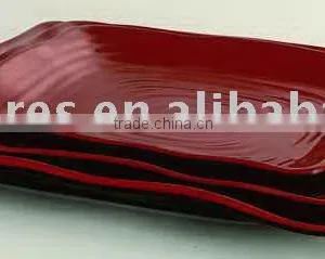 Functional Dark Red Restaurant Melamine 10 Inch Square Plate Dinnerware Sets thumbnail-1
