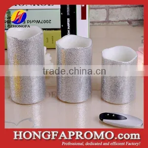 Silver Wave Shape Led Pillar Candle 3x3 thumbnail-1