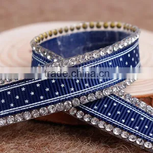 Iron On Rhinestone Patterns Chain,Printing Beautiful Parttern Ribbon Base On Glue For Garment Accessory thumbnail-3