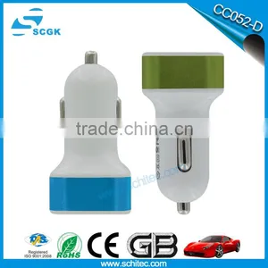 New Bullet Design Aluminum Metal 5V 2.1A Double Usb Mobile Phone Car Charger thumbnail-1
