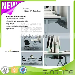 Office Workstation Partition for 2 Person Special Design Metal Table Leg With Wire Trough thumbnail-3