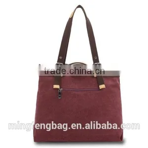 2016 Wholesale Custom Lady Hand Bag Fashionable Tote Canvas Lady Bag Quality Choice thumbnail-3