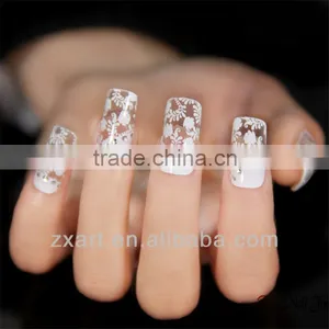 Hot Fashion Shining White Lace Nail Wraps Bling 2D Nail Wraps UV Gel Nail Sticker thumbnail-4