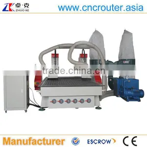 Wood Carving Machine With 2 GC Air Cooling Spindles/Dust Collector/DSP/Vacuum Table ZK-1325-2 thumbnail-1