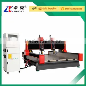 Discount Price CNC Carving Machine For Stone Wood Metal ZK-1325 1300*2500MM With 2 Heads Of PCI NcStudio Controller thumbnail-1