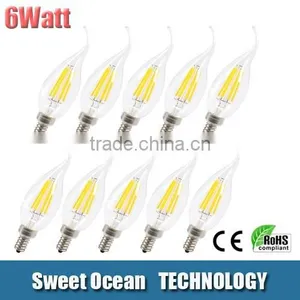 Factory Sale 110v/220v Constant Current Driver Dimmable LED Filament Bulb Candle 4W 6W thumbnail-1