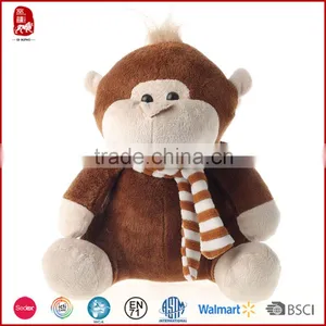Custom OEM Soft Sitting Plush Monkey Toy With Scarf China Factory thumbnail-1