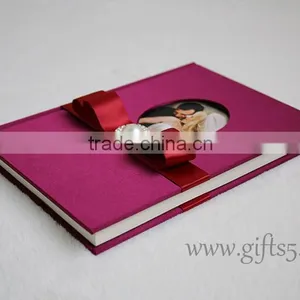 Custom Handmade Luxury Dark Fuchsia Wedding Guest Book With You Own Photo thumbnail-3