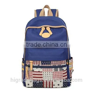 Canvas School Backpack Bag With Leather Trim thumbnail-1