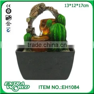 Polyresin Mini Tabletop Water Fountain Indoor Cactus Style Fountain thumbnail-1
