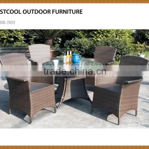 POLYNESIAN WICKER RATTAN 5 PIECE DINING SET thumbnail-1