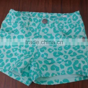 Womens Cotton Spandex Twill Green Printing Ultra Stretch Fitted Low Rise Moleton Denim Booty Shorts thumbnail-1