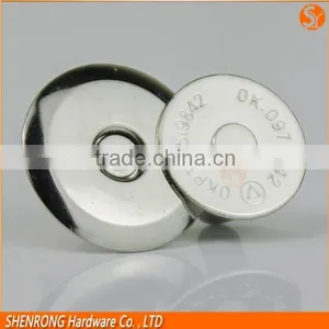 Disc Pattern 18mm*2.5mm Nickel Metal Hidden Magnetic Snap Fastener With Printing Logo/brand thumbnail-1