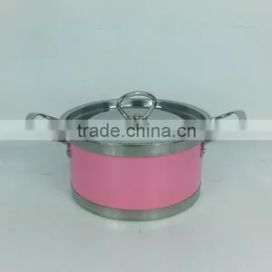 10pcs Non-Stick Cookware Set Camping Double Handle Cookware Set Of Colorful Stainless Steel Pot thumbnail-4