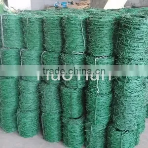 High Security BWG12 Green Plastic Coating Normal Weaving Barbed Wire thumbnail-2