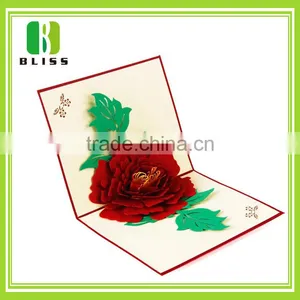 Handmade Offset Paper Printing 3d Pop up Folding Dried Flowers Greeting Cards thumbnail-2