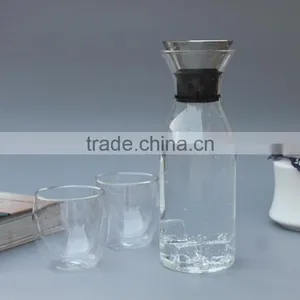 Glass Water Pitcher Decanter With Glass Cup Set thumbnail-2