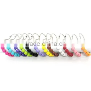 CALABASH PEARLS Shower Curtain Hooks Rings,Colorful Plastic Pearls Metal Bathroom Shower Curtain Hooks thumbnail-1