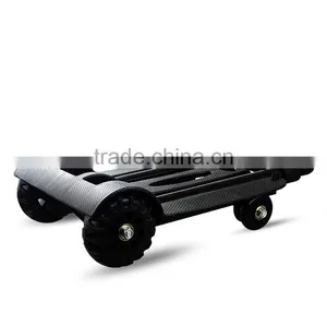Mini Folding Shopping Cart With 2 Wheels/Lightweight Black Iron Alloy Folding Luggage Cart/ Portable Hand Trolley thumbnail-6