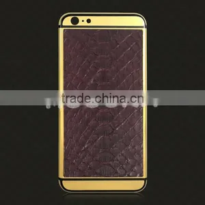 For Iphone6 Leather Gold Plated Housing, Gold Housing With Groove Stick Leather Housing for Iphone6 thumbnail-2