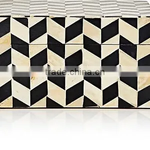 High Quality Best Selling Natural Water Buffalo Bone Medium Square Box, Black Color From Vietnam thumbnail-1