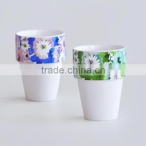 Set of 2 Stackable Coffee Cups, Porcelain With Decal Printing thumbnail-2
