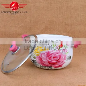 Cast Iron Decal Enamel Ceramic Hot Soup Pot With Insulated Bakelite Handle thumbnail-3