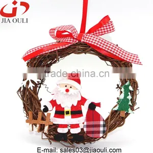 Hot Sales Christmas Decorations With Santa Claus Rattan Christmas Wreath Ornament thumbnail-1