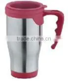 450ml Stainless Steel Inner Plastic Outer Steel Vacuum Cup/auto Mug/Travel Mugs/coffee Cup With Handle and Lid thumbnail-2