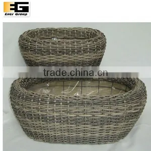 Oval Gray pe Woven Basket thumbnail-1