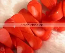 Hot Wholesale 16" 12-14mm Red Melon Seeds Shape Loose Coral Gemstone Beads thumbnail-1