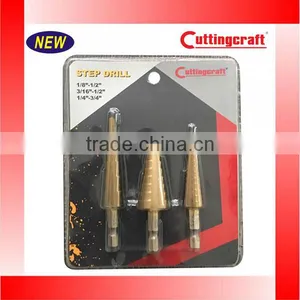 3PCS Imperial Step Down Steel Sheet Drilling Titanium Drill Bits thumbnail-1