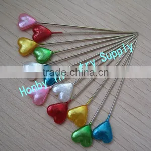 55mm Long Colorful Heart Head Design Pearl Moslem Hijab Pin thumbnail-2