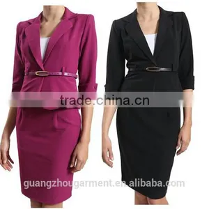 Women Fitted Long Sleeve Blazer and Skirt Suit Business Suits Set thumbnail-1