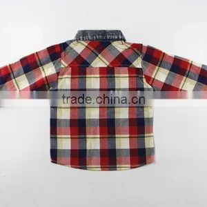 2016 New Design Boy's Shirt /100% Cotton Paid Shirt/denim Stitching thumbnail-4