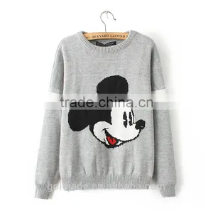 Customize Cartoon Jacquard Long Sleeve Sweater For Ladies thumbnail-1