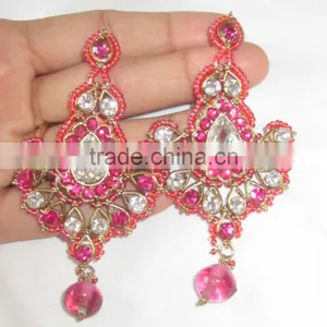 Pink Beads Dangler EARRING Pair thumbnail-2