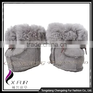 CX-SHOES-05B Genuine Sheared Sheep Skin Casual Baby Leather Shoes thumbnail-2