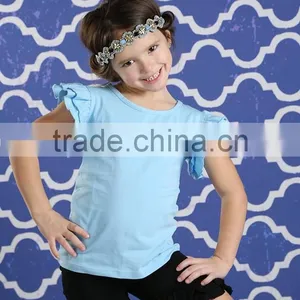 Hot Sale Children Wear 100% Cotton Ruffle Tshirt Match Ruffle Shorts Wholesale Children Clothing thumbnail-4