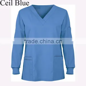 2016 New Arrival Medical Scrub Uniforms Long Sleeve Unisex Scrub Top thumbnail-4